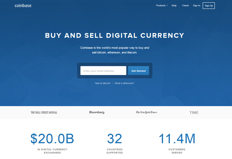 Web stranica Coinbase
